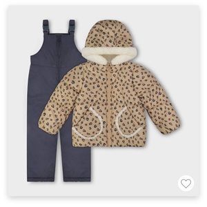 Toddler baby girl snowsuit and coat - leopard print and NEW!